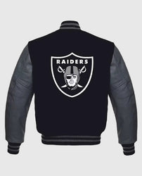 Las Vegas Raiders Grey Black Letterman Jacket