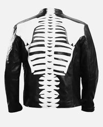 Halloween Special Spooky Skeleton Bones Cosplay Black Leather Jacket