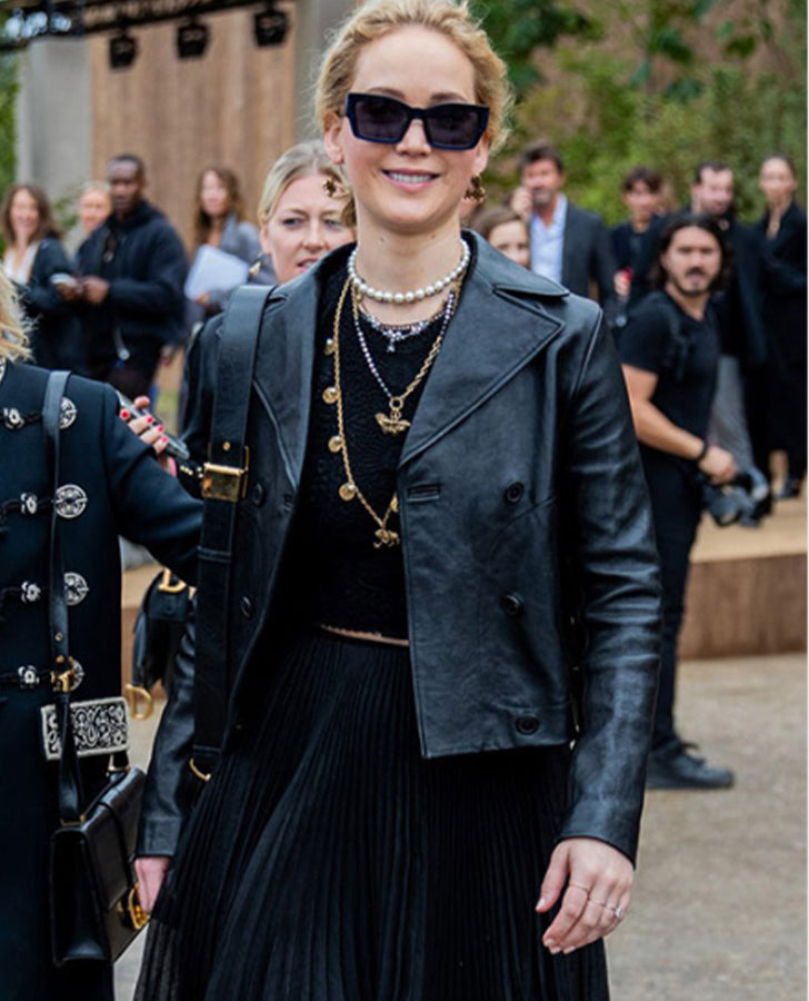 Jennifer Lawrence Black Leather Jacket
