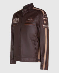 Men's SIZMA Brown Cafe Racer Style Leather Jacket