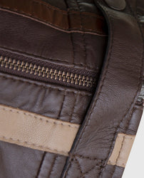 Men's SIZMA Brown Cafe Racer Style Leather Jacket