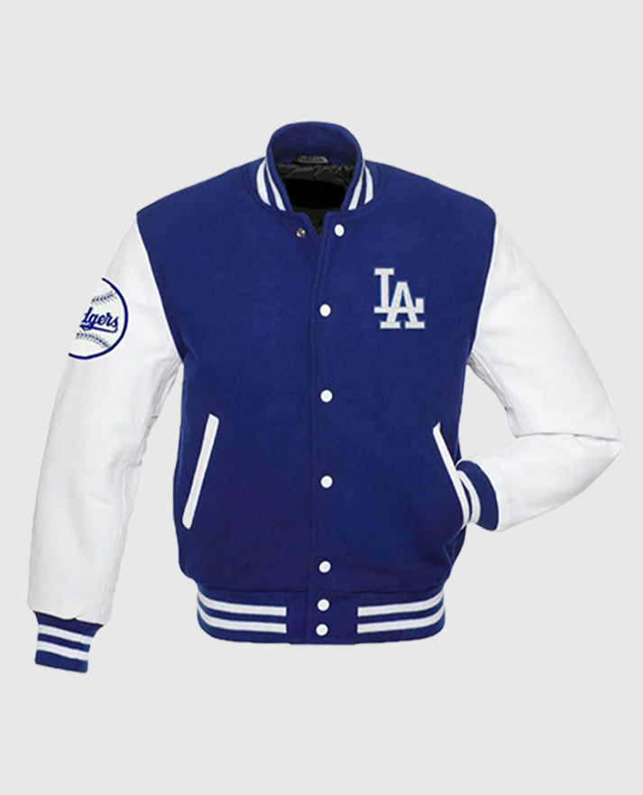 LA Dodgers Blue and White Varsity Jacket