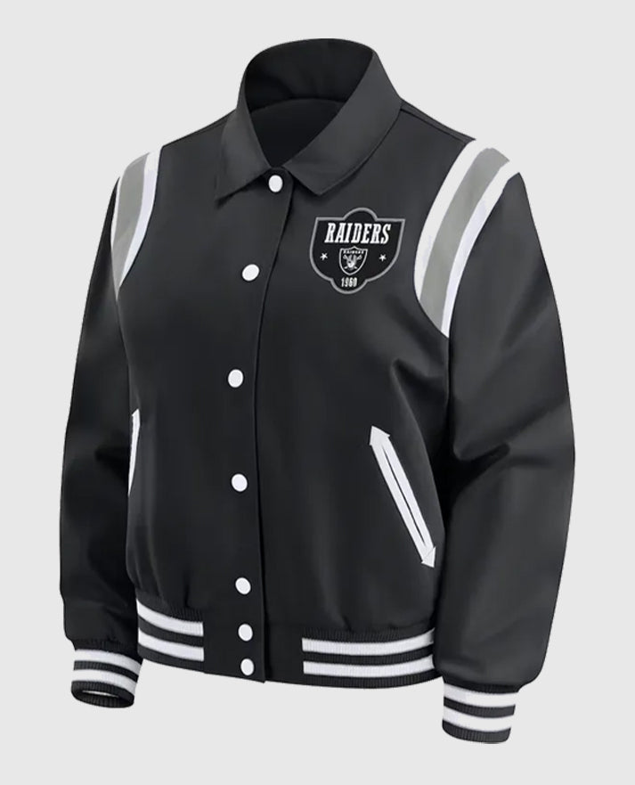 Las Vegas Raiders Lightweight Black Varsity Satin Jacket