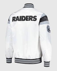 Las Vegas Raiders Midweight White Satin Jacket