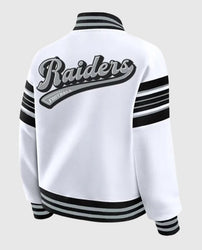 Las Vegas Raiders Snap Front White Fleece Jacket
