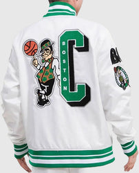 Boston Celtics Mash Up White Satin Jacket
