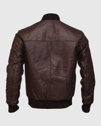 Men's Dark Brown Leather Varsity Bomber Jacket