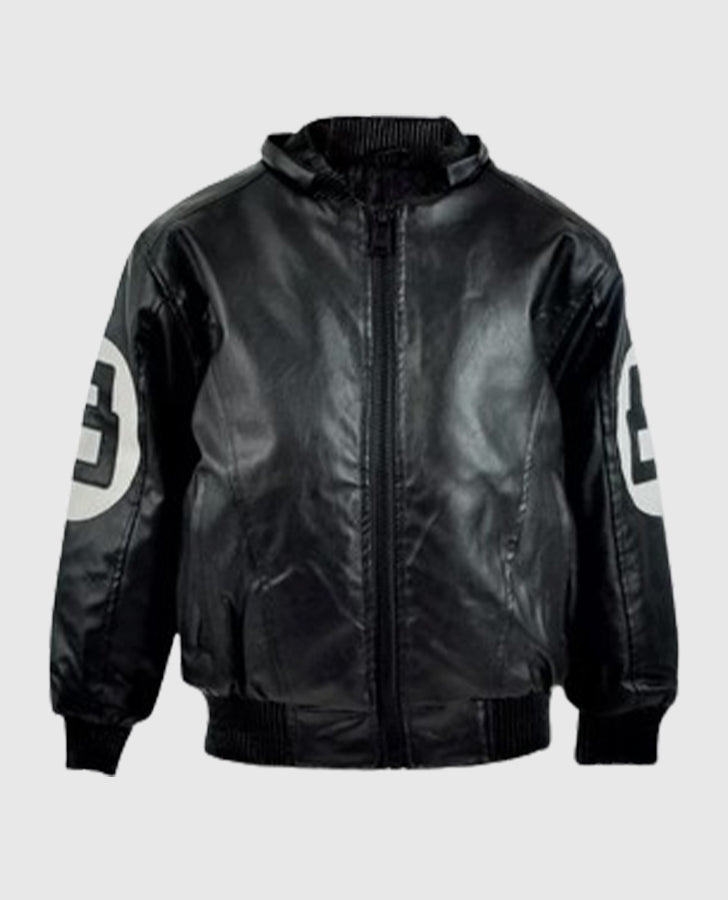 Men's 8 Ball Pool Hooded Bomber leather Jacket