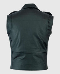 Men's Black Leather Biker Vest