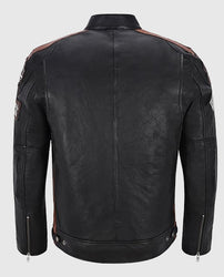 Men's SIZMA Black Cafe Racer Leather Jacket