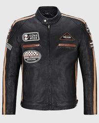 Men's SIZMA Black Cafe Racer Leather Jacket
