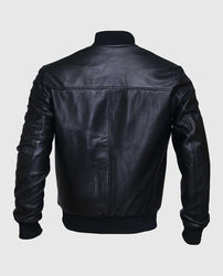 Men's Black Sheepskin Leather Varsity Bomber Jacket