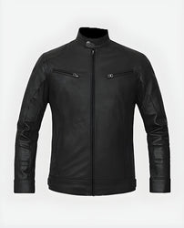 Men's Black Slimfit Cafe Racer Leather Jacket