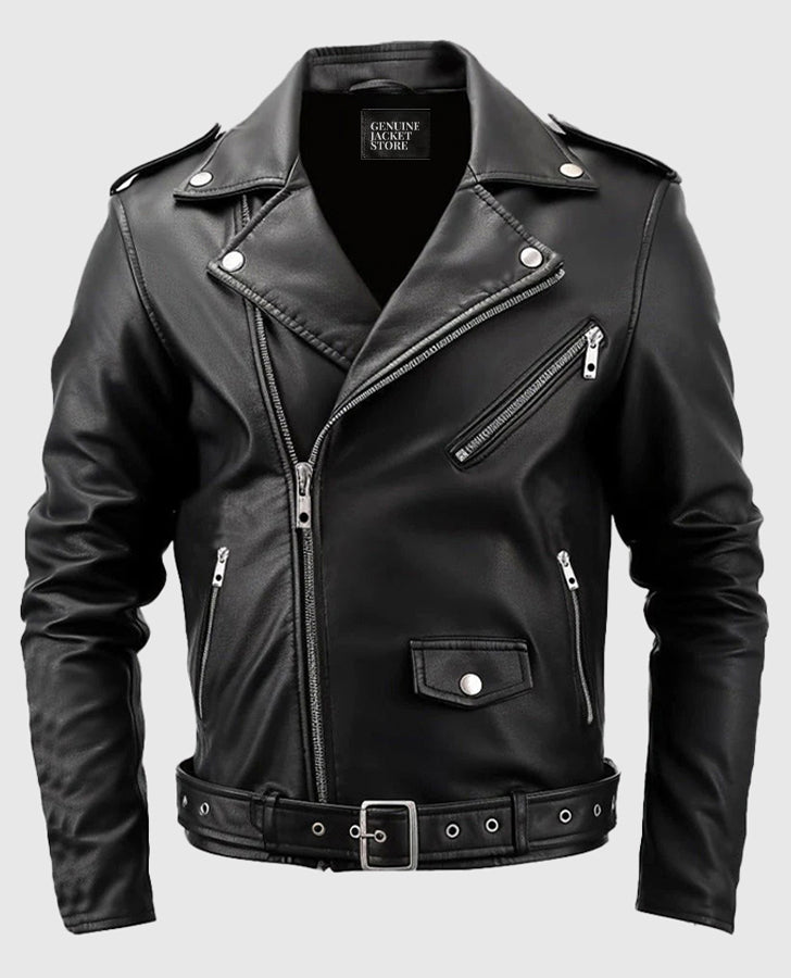 Men's Boulevard Black Biker Leather Jacket