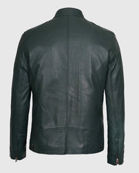 Men's Dark Green Cafe Racer Leather Jacket