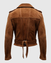 Men's Camel Brown Biker Suede Leather Jacket