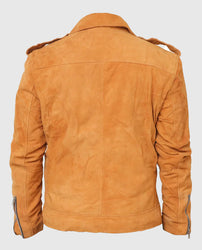 Men's Suede Leather Camel Brown Biker Leather Jacket