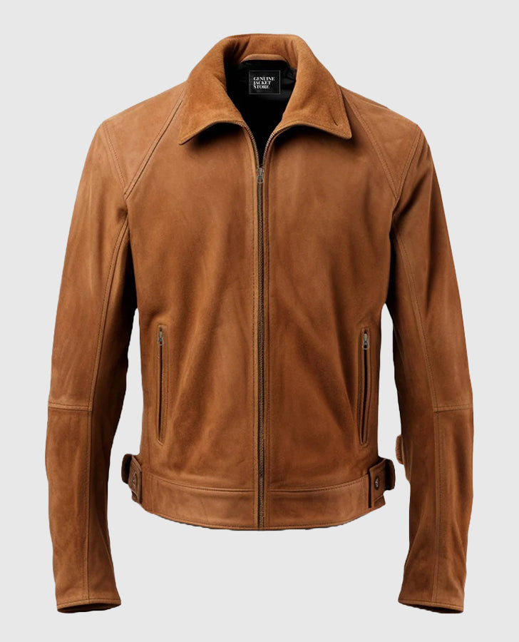 Men's Camel Brown Suede Leather Jacket