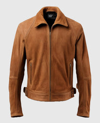Men's Camel Brown Suede Leather Jacket