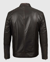 Men's Distressed Dark Brown Cafe Racer Real Leather Jacket
