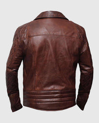 Men's Classic Diamond Brown Biker Leather Jacket