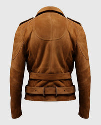 Men's Double Belted Suede Leather Jacket
