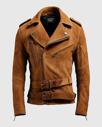 Men's Double Belted Suede Leather Jacket