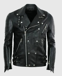 Men's Godspeed Motorcycle Padded Black Leather Jacket