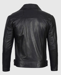 Men's Black Asymmetrical Leather Motorcycle Jacket