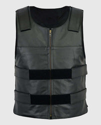 Men's Motorcycle Black Leather Vest