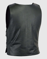 Men's Motorcycle Black Leather Vest
