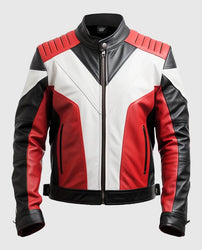 Men's Red & Black Faux Leather Jacket