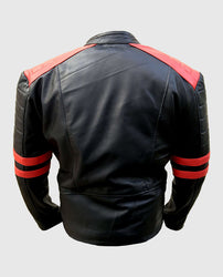Men's Vintage Red Stripes Motorcycle Leather Jacket
