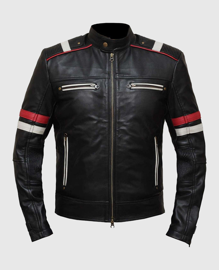 Men's Retro Cafe Racer Black Leather Jacket