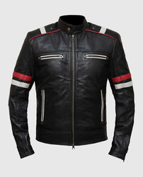Men's Retro Cafe Racer Black Leather Jacket