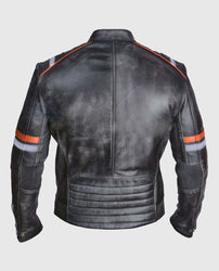 Men's Retro Cafe Racer Grey Leather Jacket