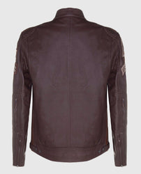 Men's SIZMA Brown Cafe Racer Style Leather Jacket