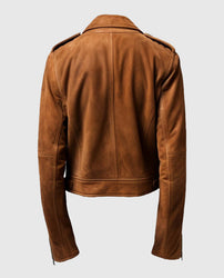 Men's Suede Leather Jacket Camel Brown
