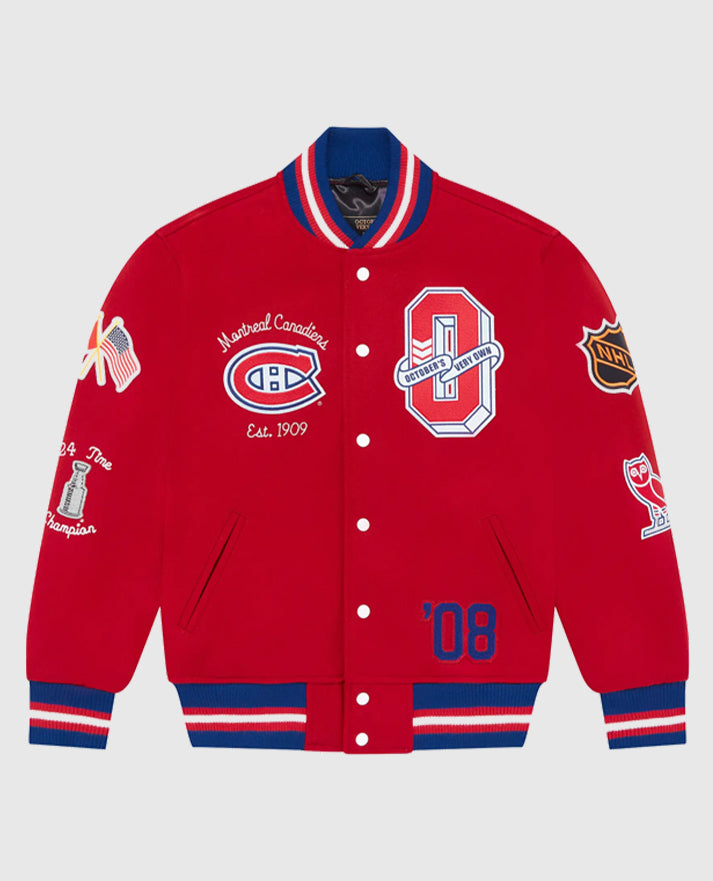 Montreal Canadiens OVO Red Varsity Jacket