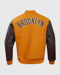 NBA Brooklyn Nets Men's Brown Varsity Jacket