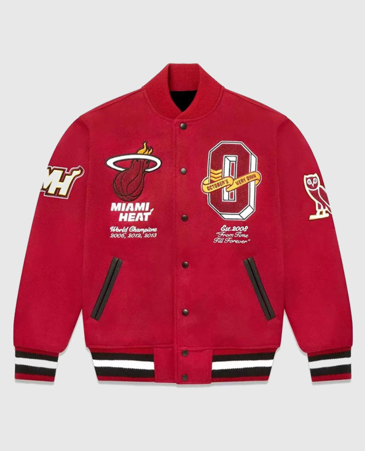 OVO Miami Heat Varsity Wool Burgundy Jacket