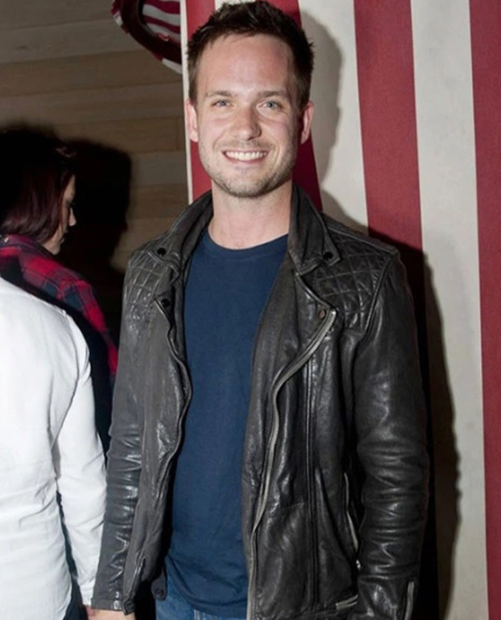 Patrick J. Adams Black Leather Jacket