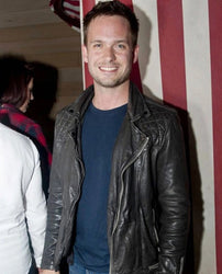 Patrick J. Adams Black Leather Jacket