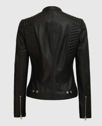 Women's Rachel Petite Black Cafe Racer Leather Jacket