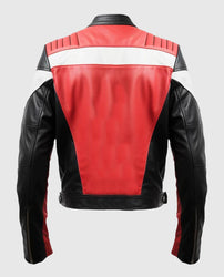 Men's Red & Black Faux Leather Jacket