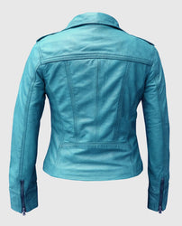 Women's Sapphire Blue Leather Jacket