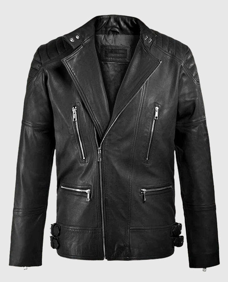 Shotgun Black Moto Leather Jacket