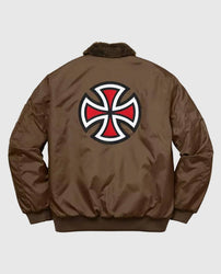 Supreme Bomber Brown Jacket with Fur Collar