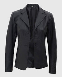 Women's Black Leather Blazer
