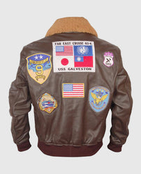 Top Gun Pete Mitchell Brown Bomber Leather Jacket